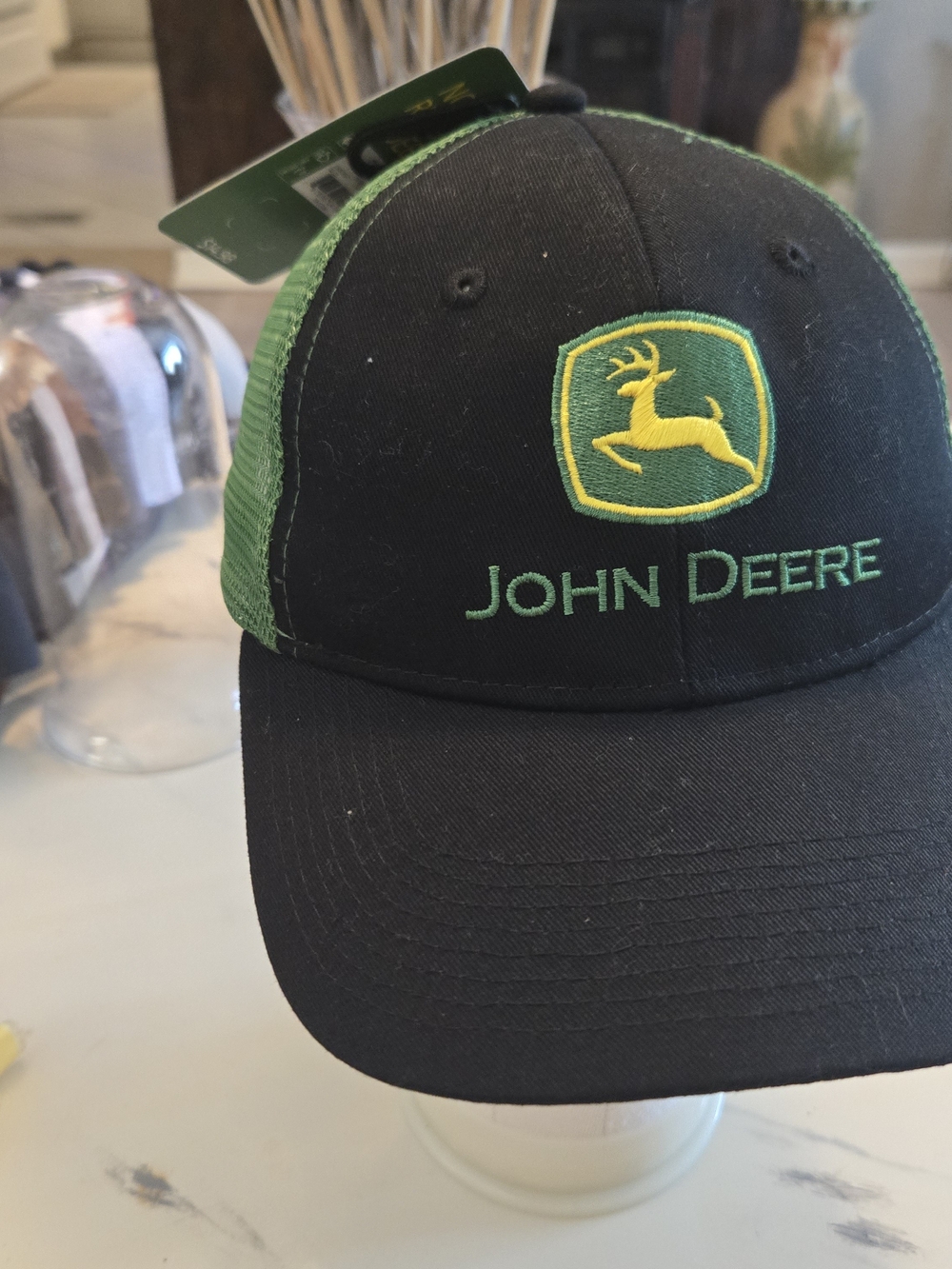 John Deere Black and Green Embroidered Logo Mesh Cap